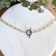 Load image into Gallery viewer, Gold and Steel Toggle Necklace