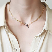 Load image into Gallery viewer, Gold and Steel Toggle Necklace